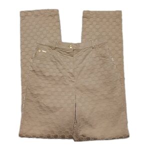 ST. JOHN SPORT Logo Embossed Tan Textured Straight Leg Pants Women's 4 Preppy